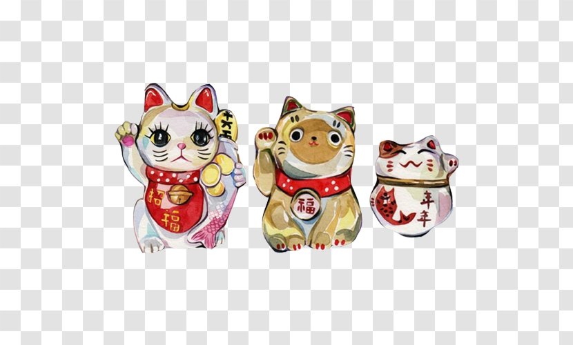 Cat Maneki-neko Paw Luck Illustration - Painting - Lucky Hand Material Picture Transparent PNG