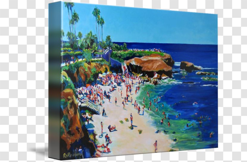Watercolor Painting La Jolla Cove Black's Beach Canvas Transparent PNG