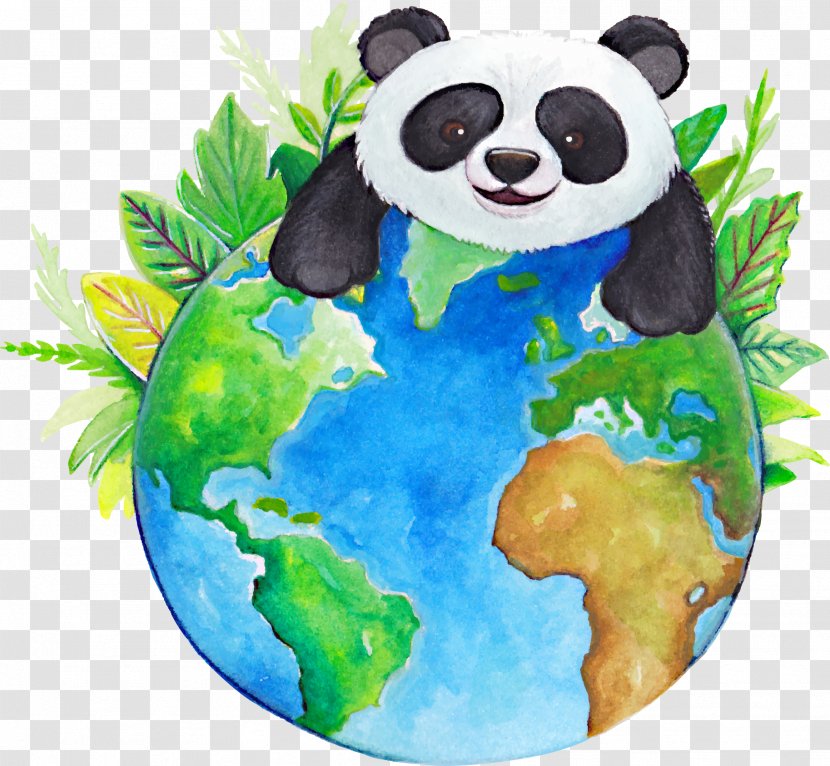 Earth Giant Panda T-shirt - Never Say No To - Watercolor Transparent PNG