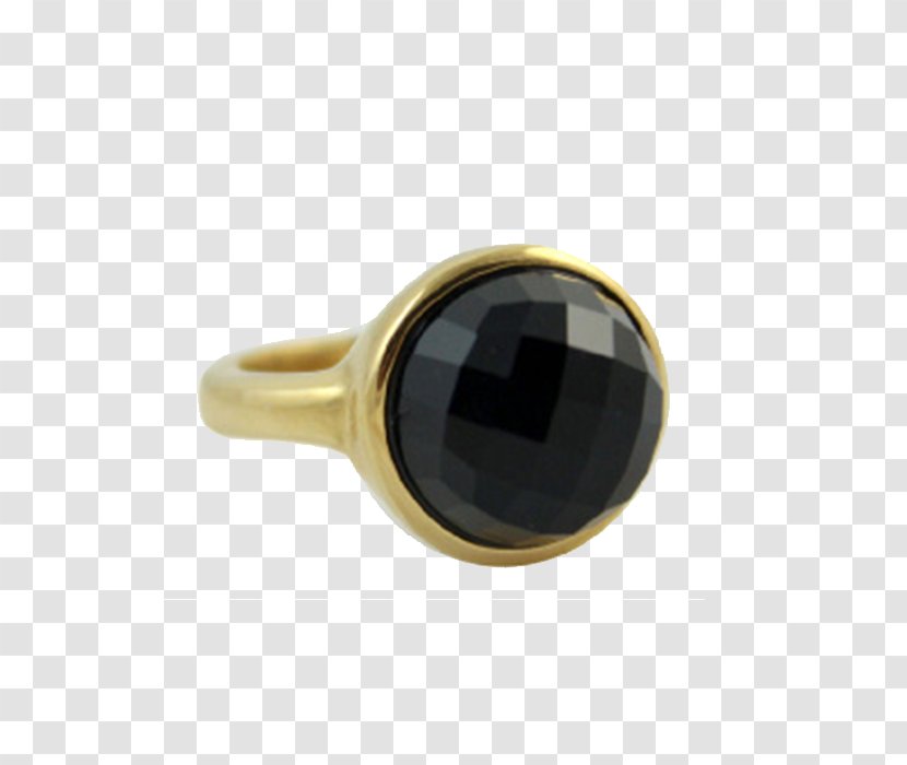 Onyx Glass Ring Yellow Alloy - Mvintage Transparent PNG