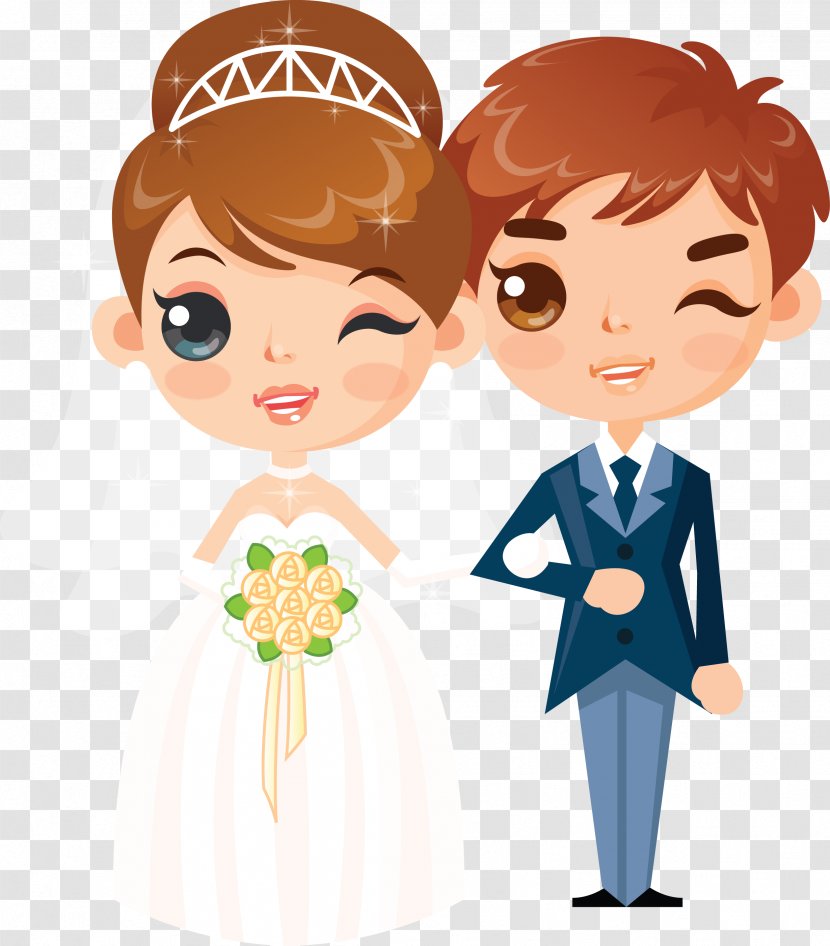 Wedding Invitation Couple Clip Art - Flower - Bride And Groom Transparent PNG