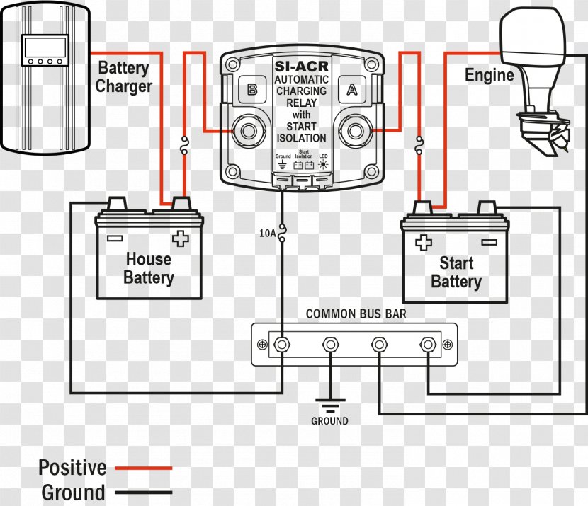 Battery Charger Wiring Diagram Management System Relay - Isolator - Scientific Circuit Transparent PNG