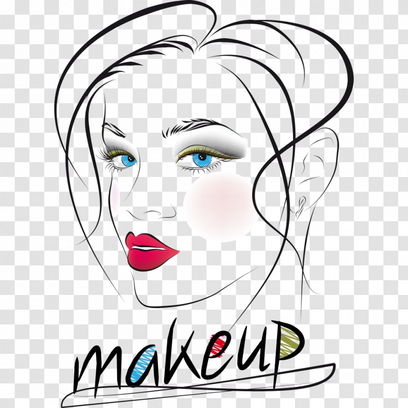 Face Beauty Woman Drawing - Flower - Hand-painted Makeup Transparent PNG