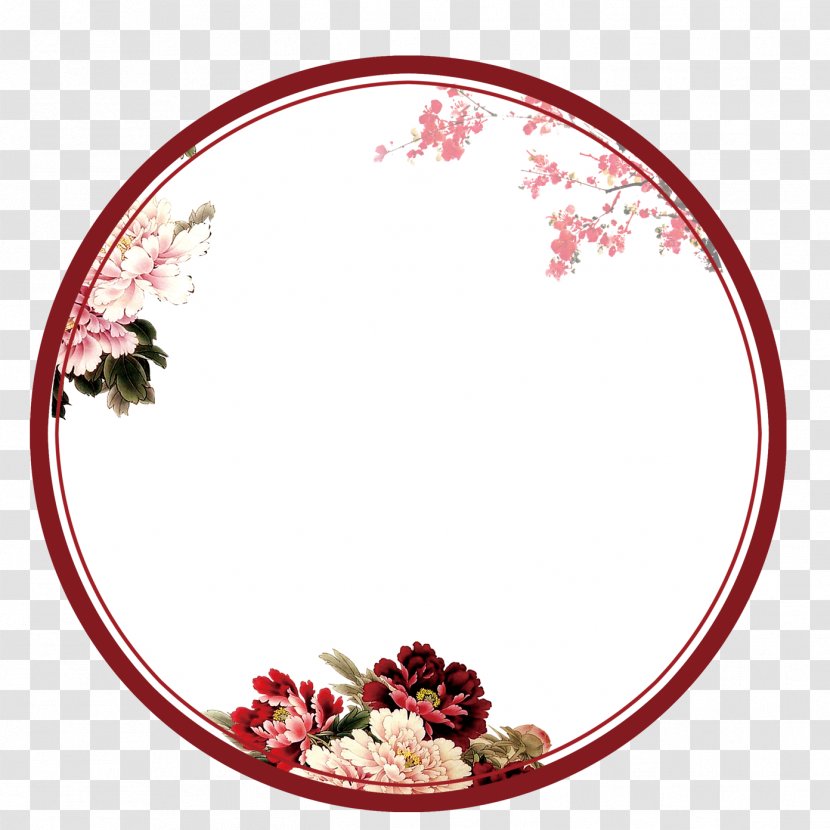 Chinoiserie - Flower Arranging - Circular Border Transparent PNG