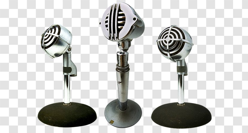 Wireless Microphone Broadcasting Sound Radio - Stand - Vintage Silver Physical Map Transparent PNG