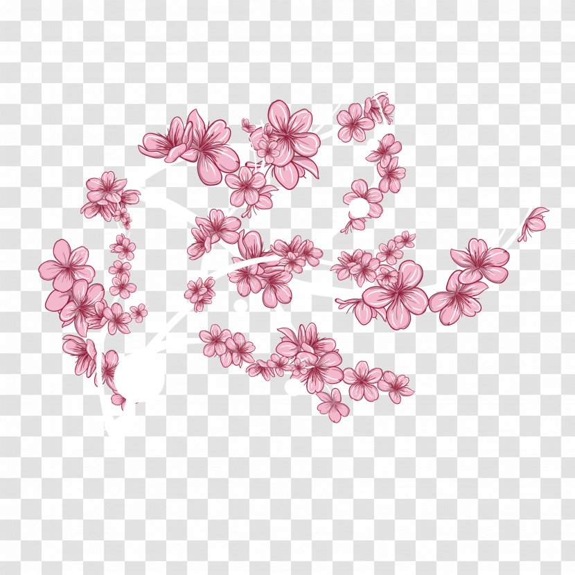 Floral Design Petal Cherry Blossom Flower Pattern - Vector Japanese Pink Transparent PNG