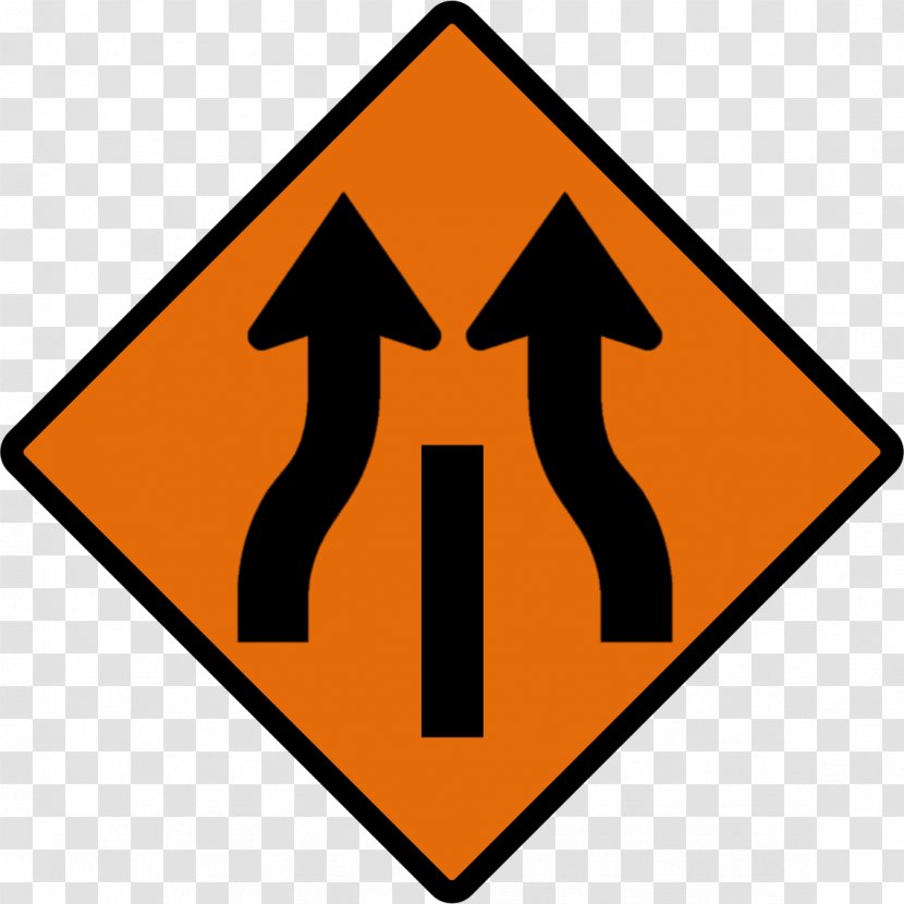 Warning Sign Lane Merge Road Transparent PNG