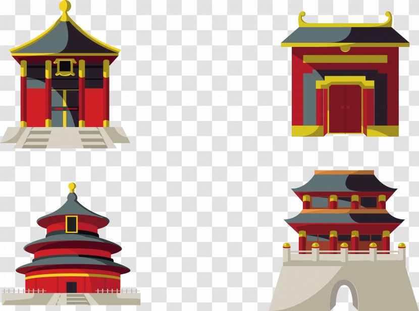 Temple Of Heaven Chinese Pagoda - Ancient Greek Architecture - Collection Vector Transparent PNG
