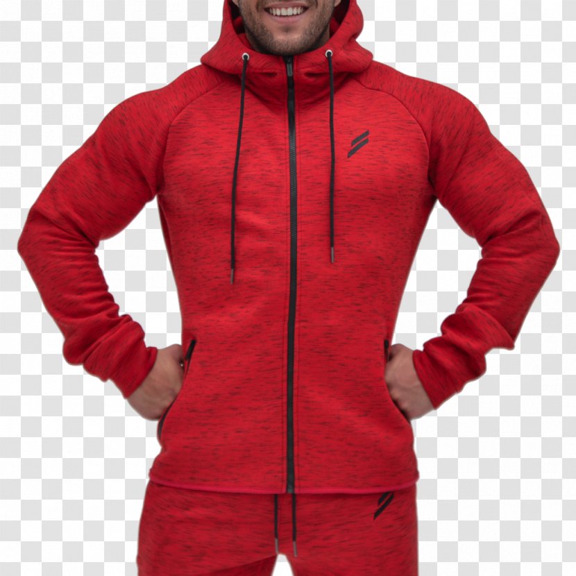 Hoodie Tracksuit T-shirt Windbreaker - Sweater - Red Transparent PNG