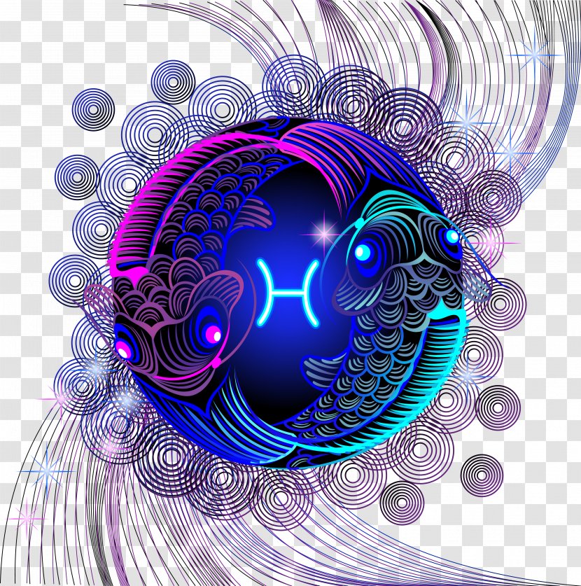 Graphic Design Illustration - Violet - Pisces Vector Picture Material Transparent PNG
