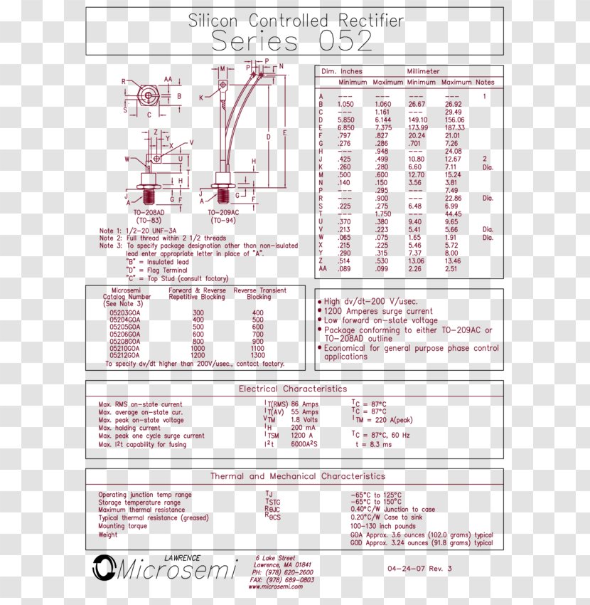Document Silicon Controlled Rectifier TRIAC Datasheet Transparent PNG