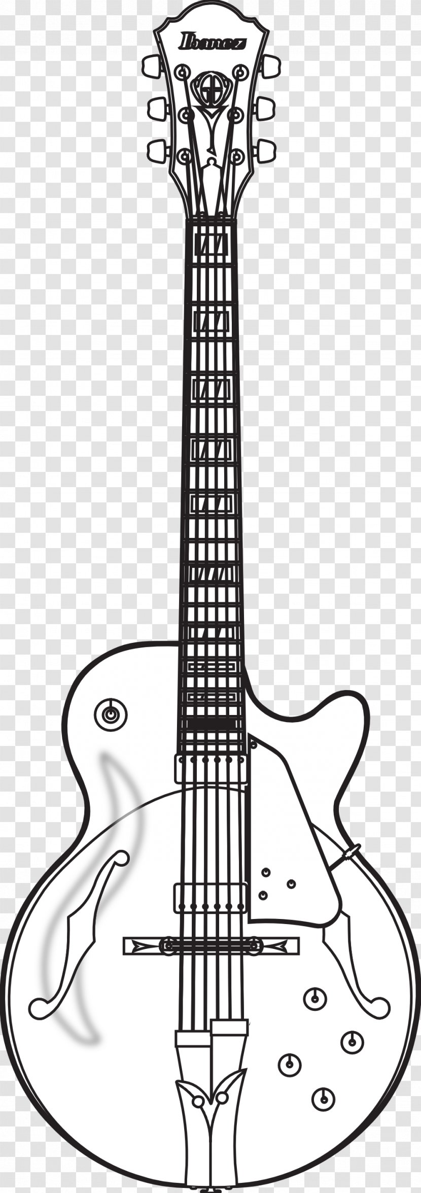 Drawing Electric Guitar Sketch - Bass - Black Cliparts Transparent PNG