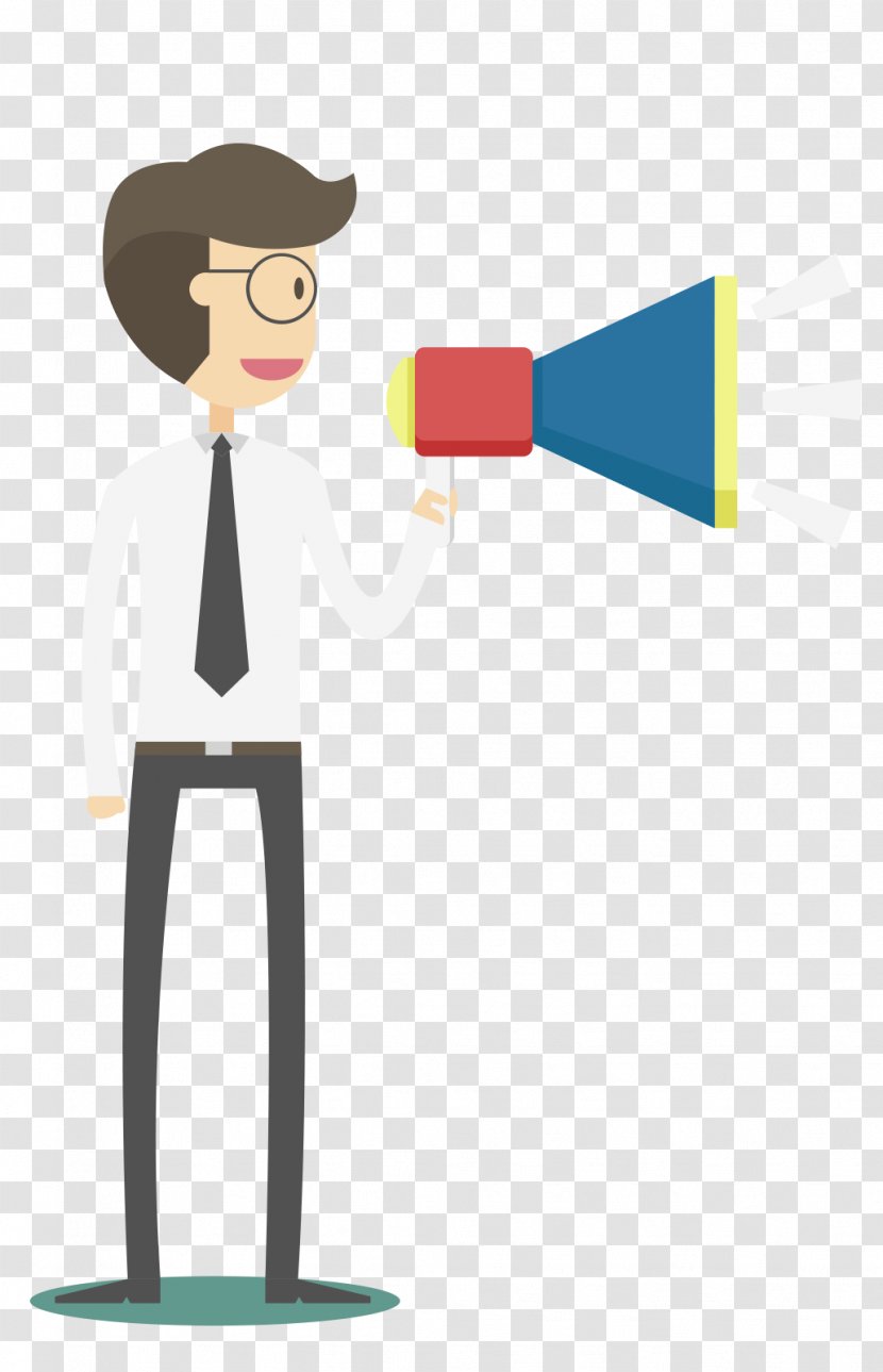 Loudspeaker Cartoon Clip Art - Software - Holding The Speaker Of Company White-collar Characters Transparent PNG