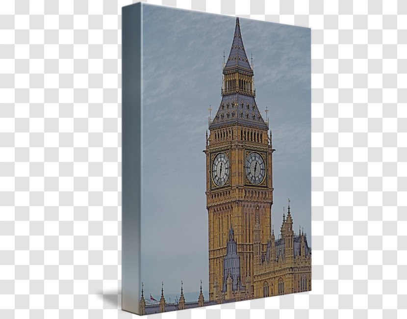 Clock Tower Big Ben Bell Steeple Spire - Place Of Worship - Painting Transparent PNG