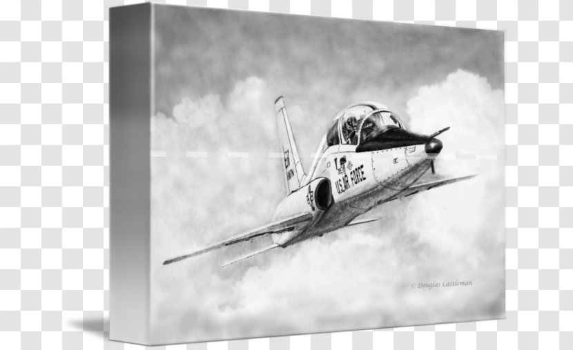 Northrop T-38 Talon Aircraft Drawing Aviation Canvas Print - Monochrome Transparent PNG