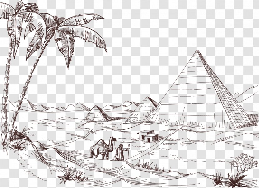 Desert Drawing Landscape Sketch - Artwork - Pencil Pyramid Transparent PNG