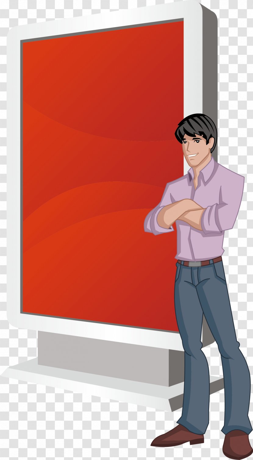 Cartoon Character Euclidean Vector - Red - Business Person Billboard Transparent PNG