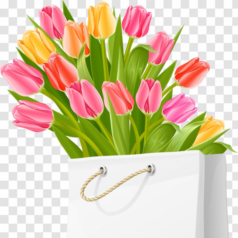Flower Bouquet Tulip Clip Art - Cut Flowers - Gray Transparent PNG