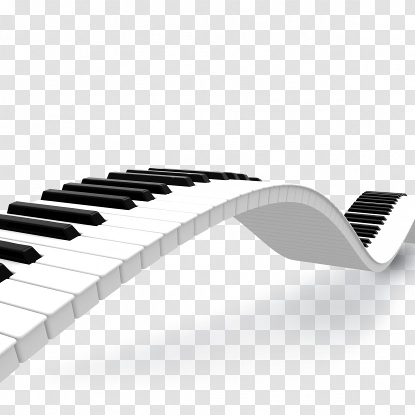 Piano Bend Extended Black And White - Watercolor - Cartoon Transparent PNG
