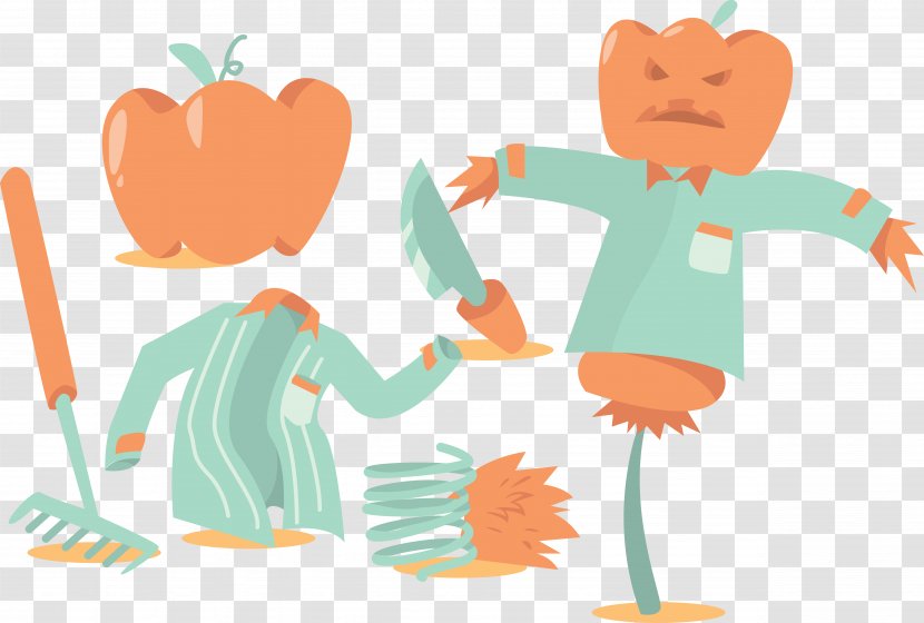 Pumpkin Illustration - Flower - Vector Horror Scarecrow Transparent PNG