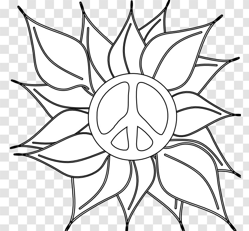 Black And White Flower Free Content Clip Art - Monochrome - Cartoon Peace Sign Hand Transparent PNG