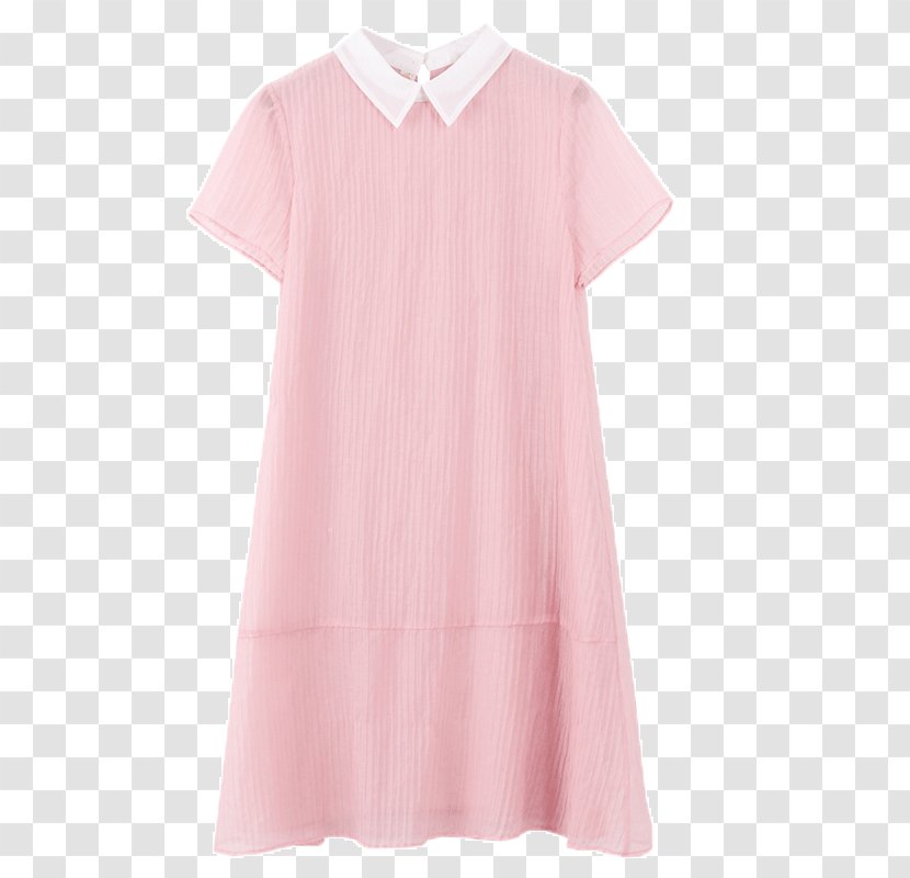 Sleeve Shoulder Collar Nightwear Blouse - Pink - Fat Thin Transparent PNG