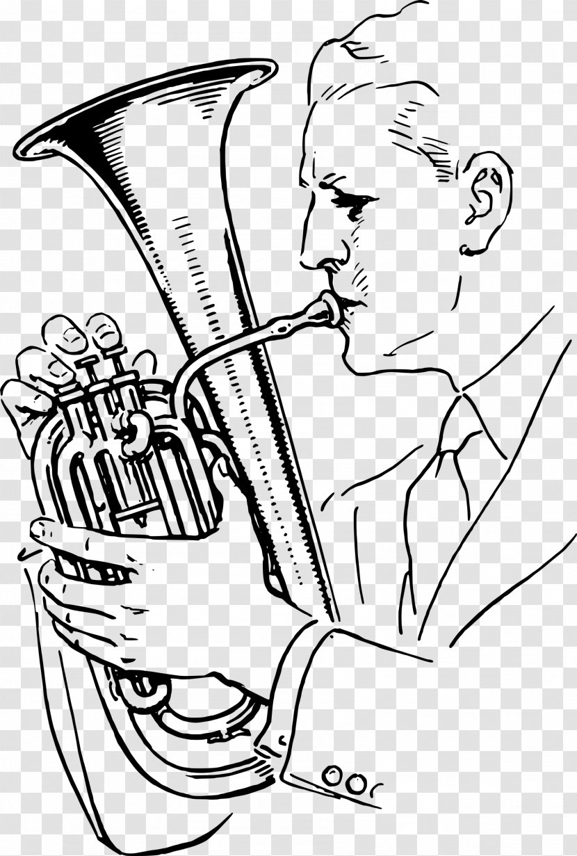 Musical Instruments Drawing Line Art Trumpet - Watercolor Transparent PNG