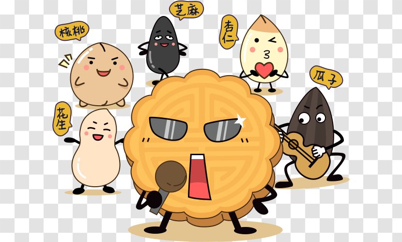 Snow Skin Mooncake Mid-Autumn Festival Cartoon Humour - Nuts Moon Cake Transparent PNG