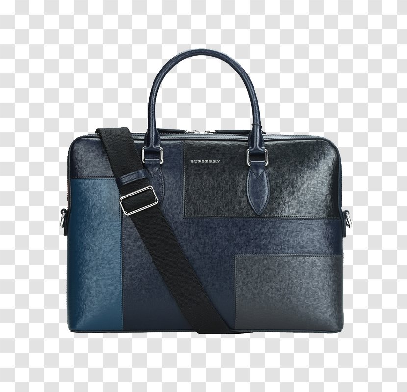 Briefcase Leather Handbag Hand Luggage - Burberry Blue Transparent PNG