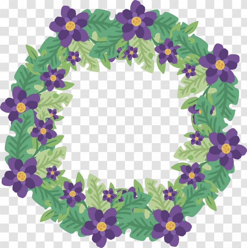 Flower Floral Design Wreath Vector Graphics Violet - Garland - Decorative Transparent PNG
