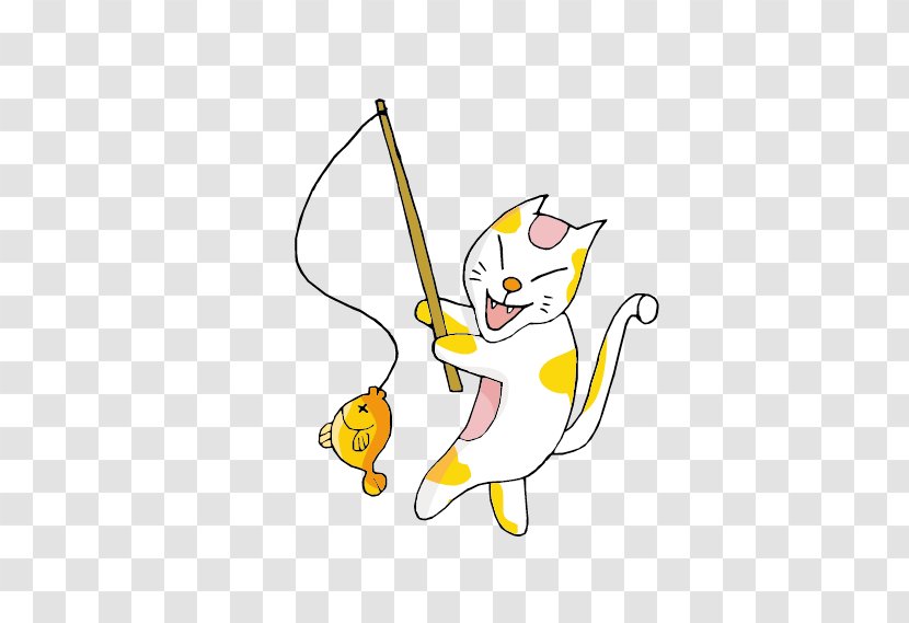 Cat Angling Cartoon Illustration - Area - Kitten Transparent PNG