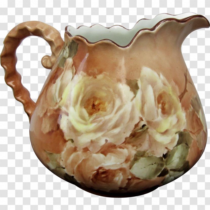 Coffee Cup Rose Family Vase - Hand Painted Vintage Transparent PNG