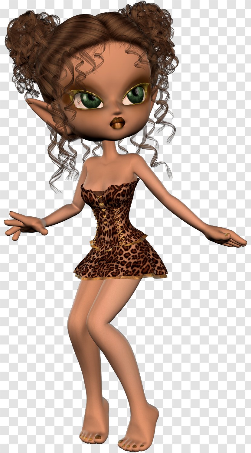 Brown Hair Human Color Doll Fairy - Cartoon Transparent PNG