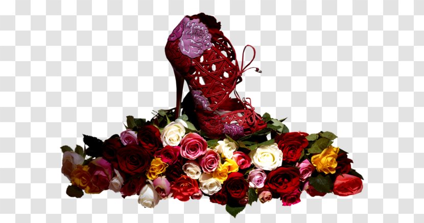 Garden Roses Shoe Red Pink - Artificial Flower - Shoes Transparent PNG
