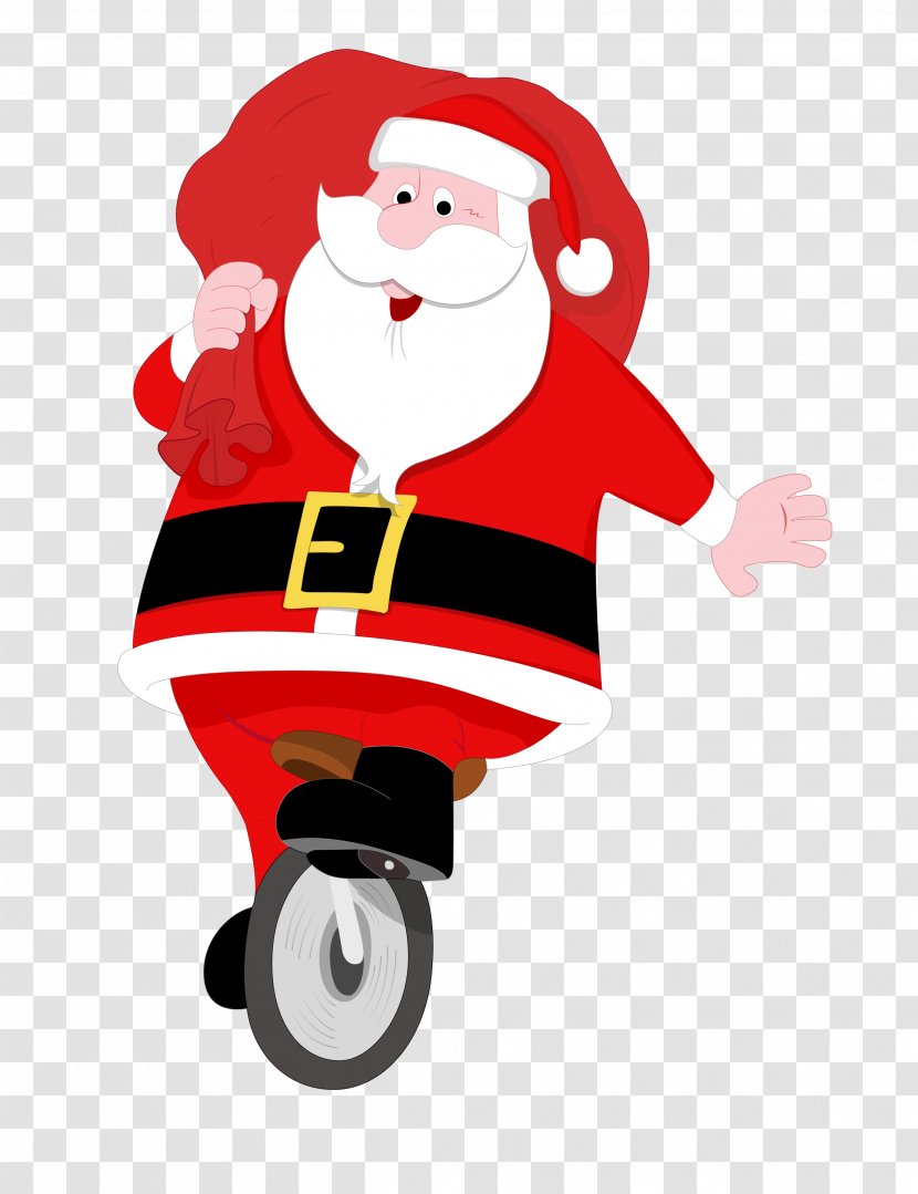 Santa Claus Stock Photography Christmas Illustration - Riding A Unicycle Transparent PNG