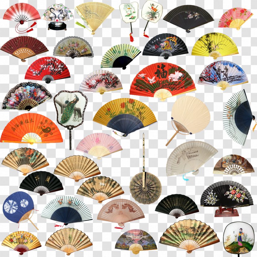 China Paper Hand Fan - Poster - Complete Folding Psd Transparent PNG