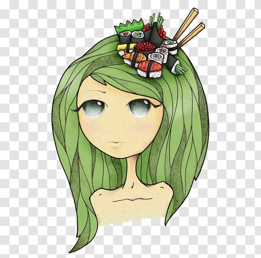 Green Decoupage Illustration - Heart - Green-haired Beauty Transparent PNG