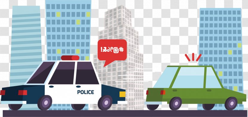 Police Car Drawing Comics - Transport - Vector Hand-painted Transparent PNG