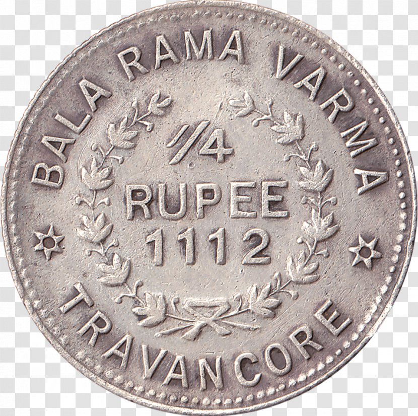 Kingdom Of Travancore Coins The Indian Rupee Quarter Medal - Cash - Coin Transparent PNG