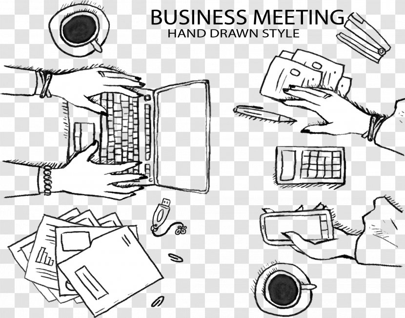 Meeting Sketch - Watercolor - Hand-painted Two Business Transparent PNG