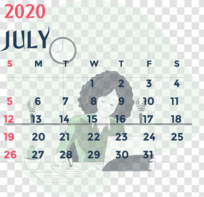 July 2020 Printable Calendar July 2020 Calendar 2020 Calendar Transparent PNG