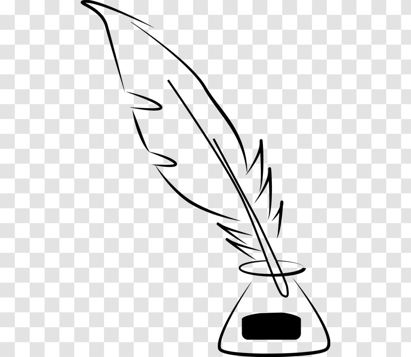 Quill Inkwell Paper Clip Art - Black - Fine Feathers Transparent PNG