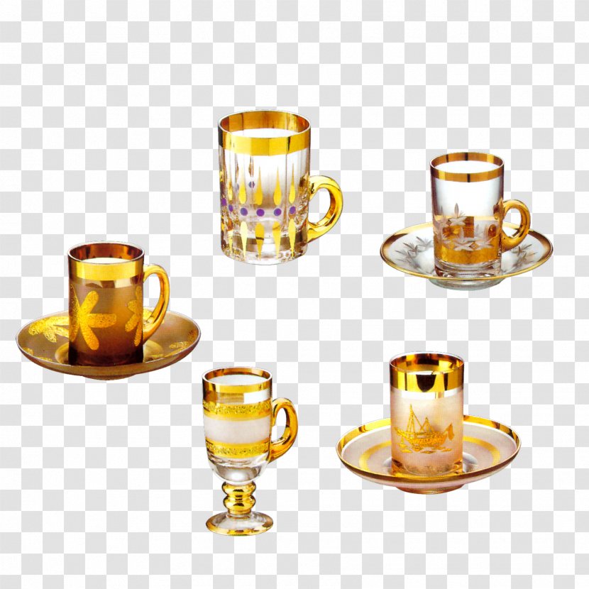 Coffee Cup Brass Glass - Drinkware - Vintage Handle Transparent PNG