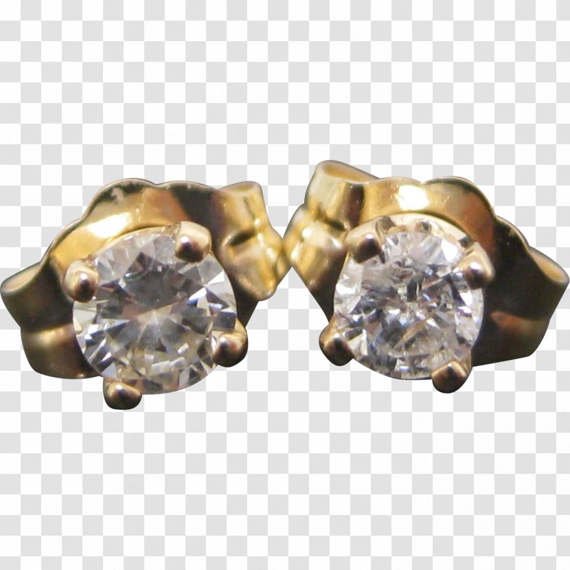 Earring Colored Gold Carat Diamond - Silver Transparent PNG