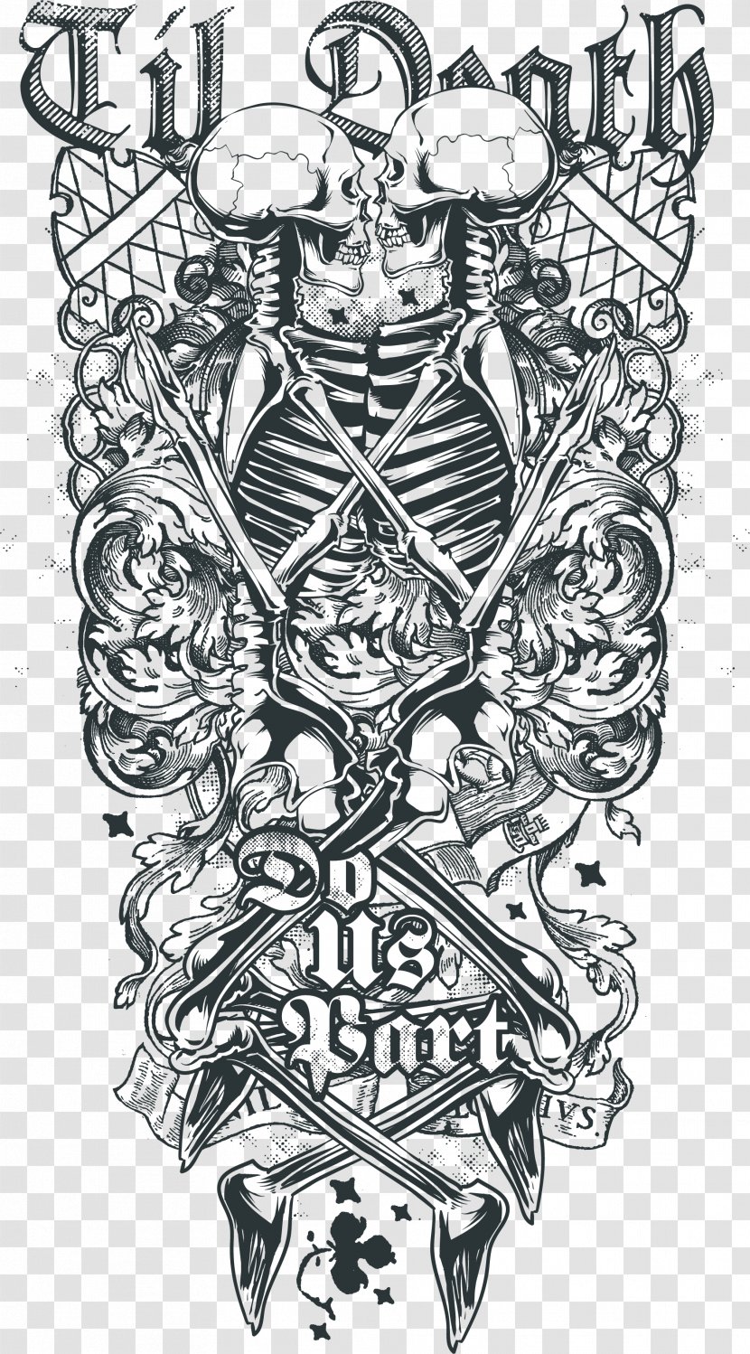 Death Sleeve Tattoo Abziehtattoo Human Skull Symbolism - Joint - Depending On The Printing Of Skeleton Transparent PNG
