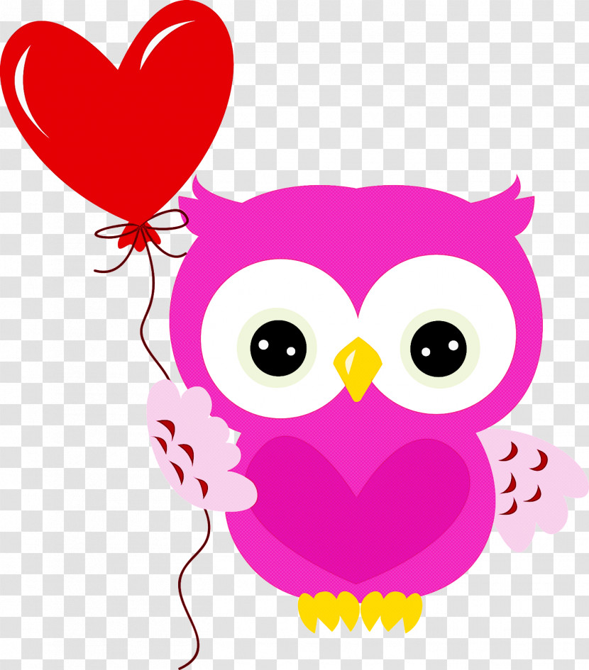 Owl Pink Bird Of Prey Cartoon Purple Transparent PNG