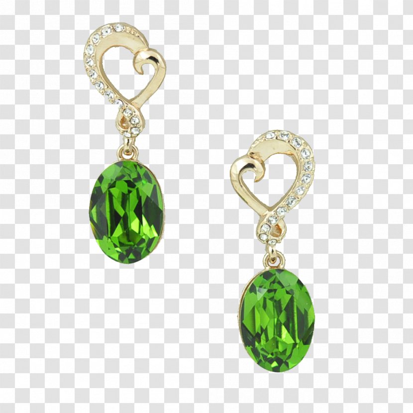 Earring Emerald Jewellery - Shiershan Drill Transparent PNG