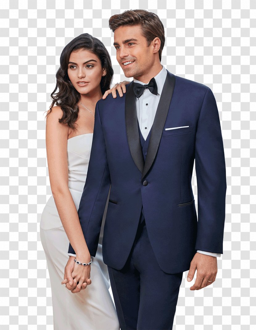 Tuxedo Ike Behar Formal Wear Lapel Navy Blue - White Collar Worker - Wedding Couple Transparent PNG