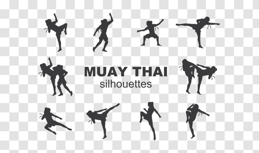 Silhouette Muay Thai Drawing - Kick - Striped Transparent PNG