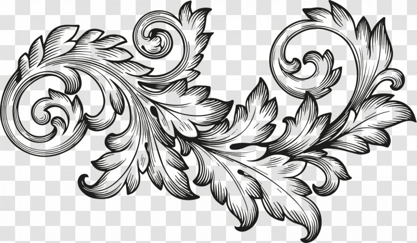Ornament Scroll Engraving Acanthus - Monochrome - Baroque Transparent PNG